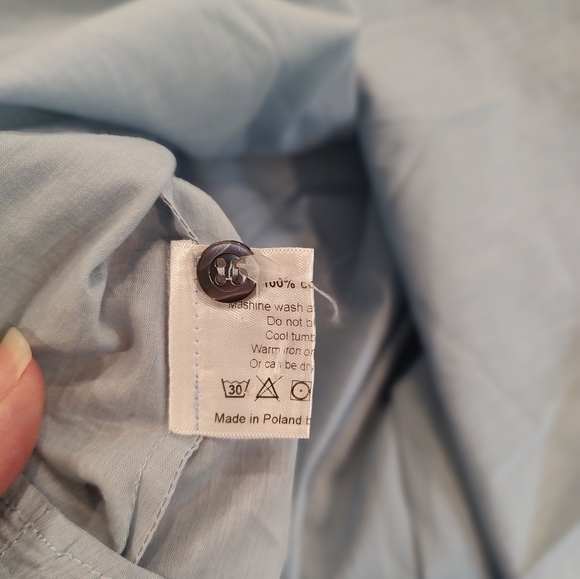 Eskandar Sky Blue Button Down Oversized Swing Top Pleated A-Line Size 0 6-8 - Picture 10 of 10